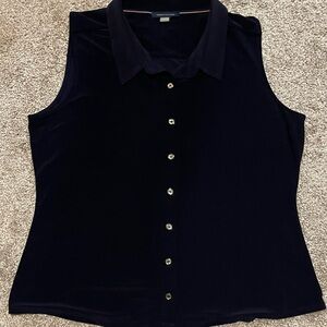 Tommy Hilfiger Navy Sleeveless Button-Down Blouse